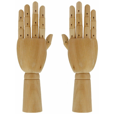 12"/30cm Artists Poseable Wooden Mannequin Hands - Pair of Hands