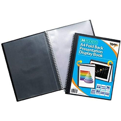 Tiger A4 36 Pocket Fold Back Black Display Book
