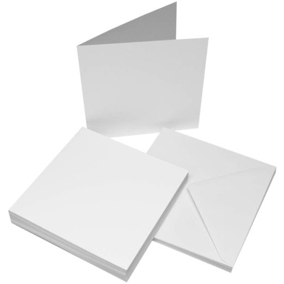Pack of 25 White 8"x 8" Blank Cards & Envelopes