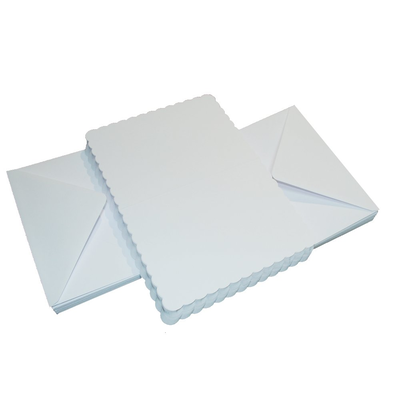 Pack of 50 5"x7" Blank White Scalloped Card & Envelopes