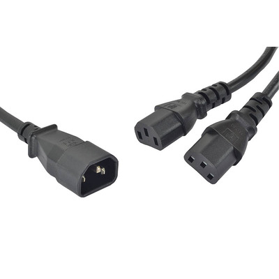 IEC Male to Two IEC Female Splitter 1m