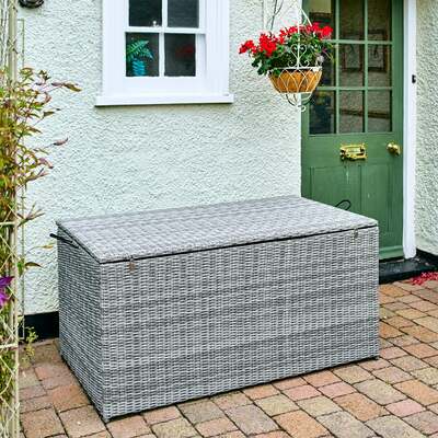 LG Outdoor Monaco Stone Rattan Weave Cushion Garden Storage Box
