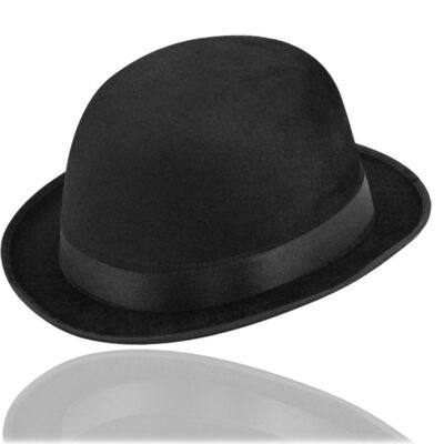 55cm Black Felt Velour Bowler Billycock Hat - Choose Any Amount - One