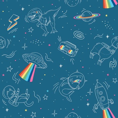 My Kingdom Space Explorer Blue Wallpaper Muriva M36801
