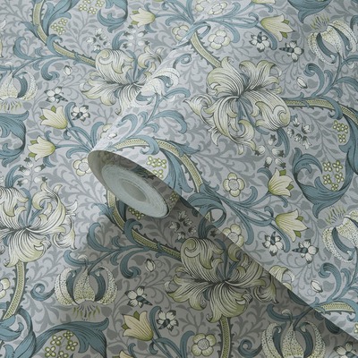 William Morris Golden Lily Wallpaper Slate Blue / Dove W0174/02