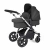 Image of Ickle Bubba Stomp Luxe All in One i-Size Travel System with ISOFIX Base (Frame: Silver, Fabric Colour: Charcoal Grey, Handle Bars: Black)