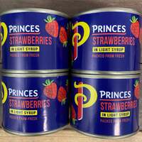 6x Princes Strawberries In Light Syrup Tins (6x210g)