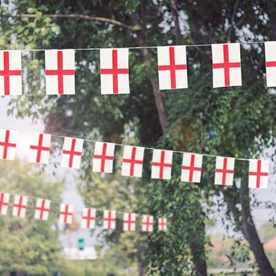 England Flag St George’s Day Cross Red White English Bunting - TWO PACKS (20M)