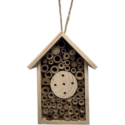 Hanging Natural Wooden Bee Insect Bug House Shelter - 4