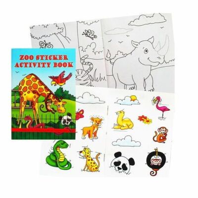Boys Girls 36 Page Mini A6 Sticker Puzzle Colouring Activity Books - Zoo - 96