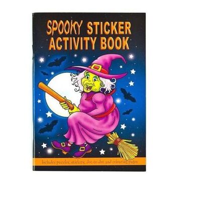 Boys Girls 36 Page Mini A6 Sticker Puzzle Colouring Activity Books - Spooky - 48