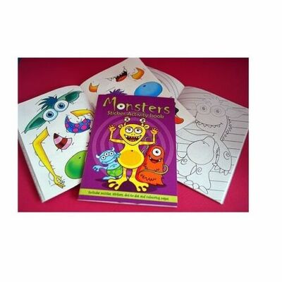 Boys Girls 36 Page Mini A6 Sticker Puzzle Colouring Activity Books - Monster - 2