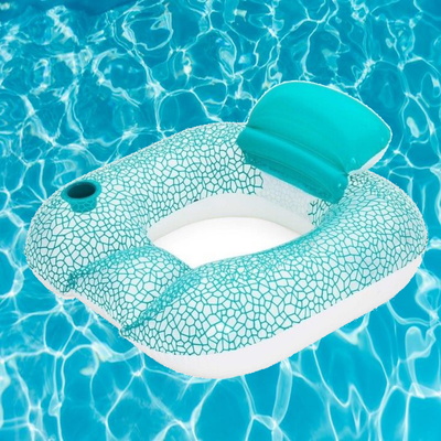 Inflatable Pool Lounger With Pillow & Drink Holder