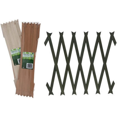 1.5m Expanding Wooden Garden Trellis For Climbing Plants - Green coloured wood - TWO PIECES (X2)