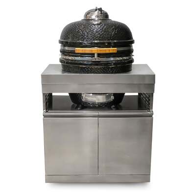 Draco Grills Outdoor Kitchen Stainless Steel Black Kamado Egg BBQ Unit