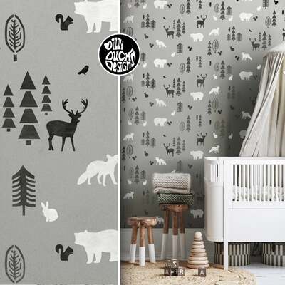 NORDIC FOREST Wall Stencil - Wall Large