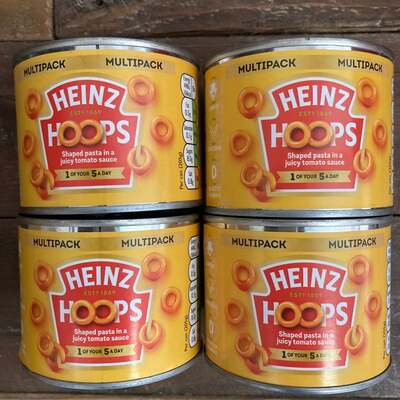 4x Heinz Spaghetti Hoops In Tomato Sauce Tins (4x205g)