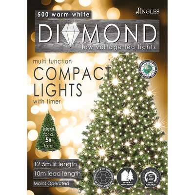 Warm White LED Multi-Function Christmas Compact Lights - 500, 1500, 3000, 3000 LEDs