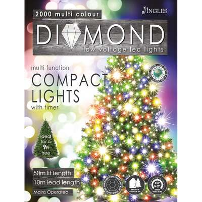 Multi-Coloured LED Multi-Function Christmas Compact Lights - 750 & 2000, 2000 LEDs