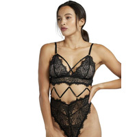 Image of Playful Promises WWL786 Wolf and Whistle Angelica Strappy Lace Body WWL786 Black WWL786 Black