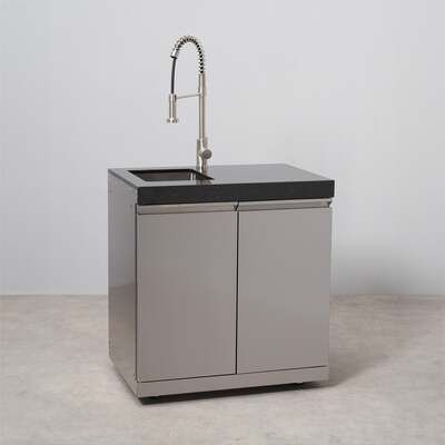 Draco Grills Outdoor Kitchen Stainless Steel Sink Cabinet with Granite Top