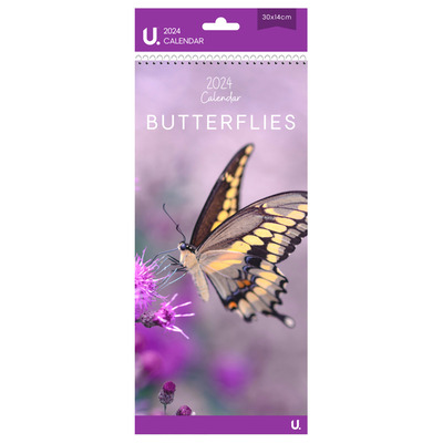 Slim Postal Calendar Butterflies, 30 x 15cm - BUTTERFLIES