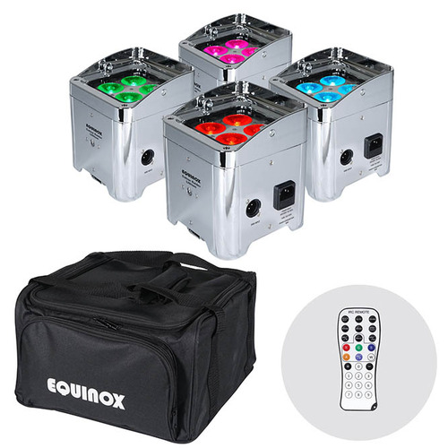Equinox Colour Raider LED Uplighter Pack with Re-Chargeable Battery - Chrome