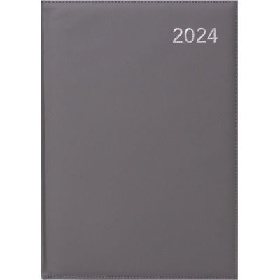 2024 A4 Day A Page Diary With Padded Cover - SILVER