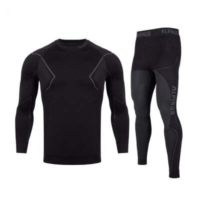 Alpinus Mens Active Base Layer Set Thermoactive Underwear - Black/Gray