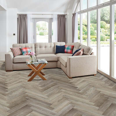 Lusso Portofino Herringbone Treated Birch Glue Down LVT Vinyl Flooring – Lusso