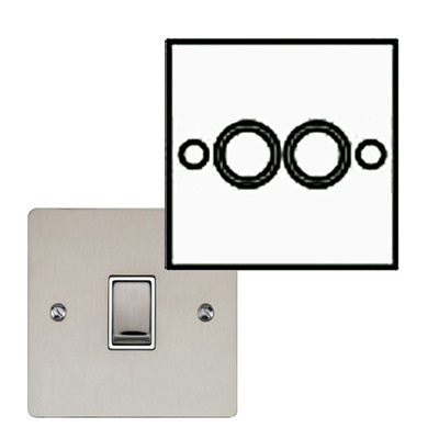 M Marcus Electrical Elite Flat Plate 2 Gang TV/Coaxial Sockets, Satin Nickel (Matt), Black Or White Trim - T05.922/924.SN SATIN NICKEL - NON-ISOLATED, BLACK INSET TRIM