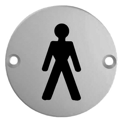 Eurospec Male Symbol Sign, Polished Stainless Steel OR Satin Stainless Steel Finish - SEX1011 SATIN FINISH