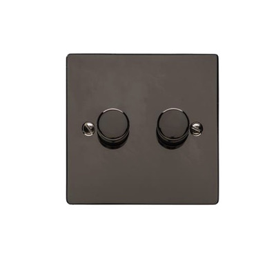 M Marcus Electrical Elite Flat Plate 2 Gang Dimmer Switch, Polished Black Nickel, 250 Watts OR 400 Watts - T06.972 POLISHED BLACK NICKEL - 250 WATTS