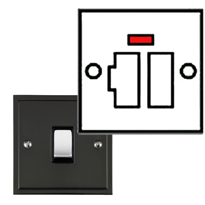 M Marcus Electrical Elite Stepped Plate Fused Spur (Switched With Neon), Black Nickel & Polished Chrome, Black Trim - S06.836.PCBK BLACK NICKEL - BLACK INSET TRIM