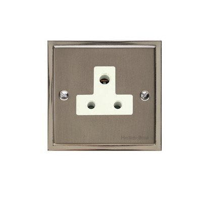 M Marcus Electrical Elite Stepped Plate Lamp Sockets (Un-Switched Round Pin), Satin Nickel Dual Finish, Black Or White Trim - S05.982.SN SATIN NICKEL DUAL FINISH - BLACK INSET TRIM