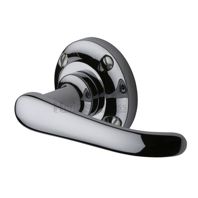 Heritage Brass Windsor Door Handles On Round Rose, Polished Chrome - V720-PC (sold in pairs) POLISHED CHROME