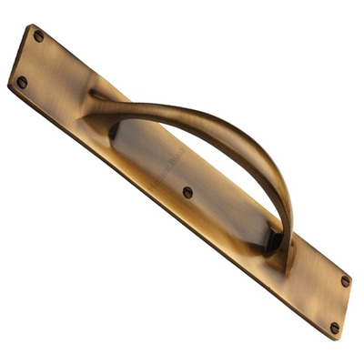 Heritage Brass Slim Pull Handle On 303mm Backplate, Antique Brass - V1155-AT ANTIQUE BRASS