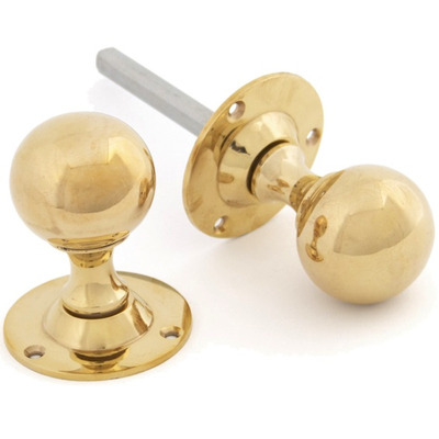 From The Anvil Ball Mortice Knob Set, Polished Brass (Unsprung) - 83630 (sold in pairs) POLISHED BRASS