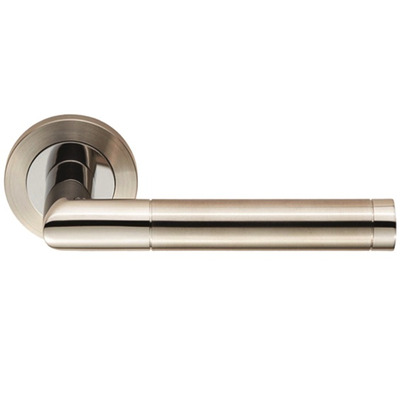 Eurospec Treviri Satin Stainless Steel Or Dual Finish Polished & Satin Stainless Steel Door Handles - SWL1192 (sold in pairs) POLISHED STAINLESS STEEL & SATIN STAINLESS STEEL