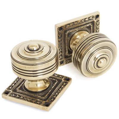 From The Anvil Tewkesbury Square Mortice Door Knob Set, Aged Brass - 83860 (sold in pairs) AGED BRASS