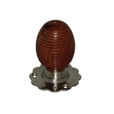 Chatsworth Fluted Rose Beehive Rosewood Brown Mortice Door Knobs, Satin Nickel Backplate - BUL401-3SN-BRN (sold in pairs) BROWN WITH SATIN NICKEL BACKPLATE