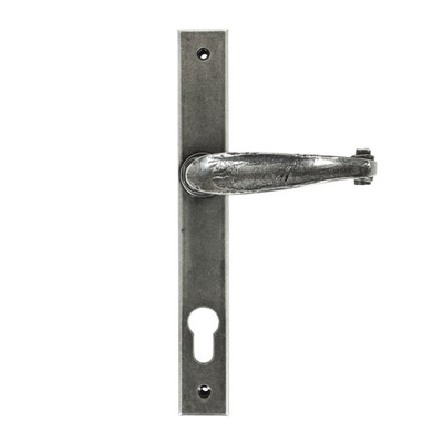From The Anvil Cottage Slimline Sprung Lever Espagnolette Door Handles (92mm C/C), Pewter - 33036 (sold in pairs) PEWTER