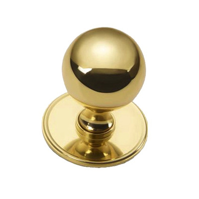 Croft Architectural Ball Centre Door Knob, 100mm Rose, Various Finishes Available* - 6405-100 POLISHED BRASS