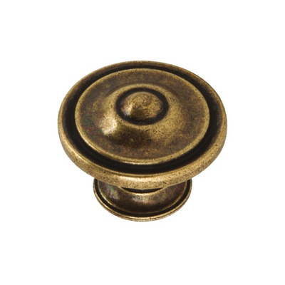 Hafele Albano Cupboard Door Knob (30mm Diameter), Antique Brass - 134.33.111 ANTIQUE BRASS - 30mm Diameter