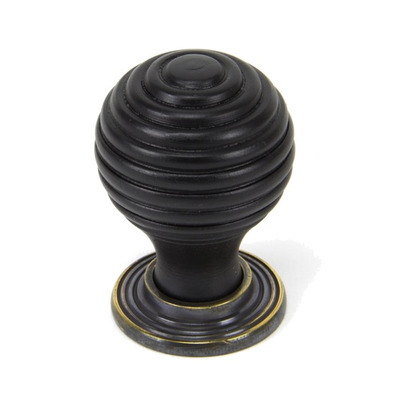 From The Anvil Beehive Cabinet Knob (35mm Or 38mm), Ebony Wood And Aged Brass - 83871 EBONY AND AGED BRASS - 38mm