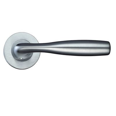 Zoo Hardware Rosso Maniglie Corvus Lever On Round Rose, Satin Chrome - RM070SC (sold in pairs) SATIN CHROME