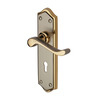 Heritage Brass Buckingham Jupiter Finish Satin Nickel With Gold Edge Handles - W4200-JP (sold in pairs) LOCK (WITH KEYHOLE)