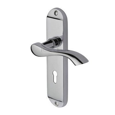 Heritage Brass Algarve Polished Chrome Door Handles - MM924-PC (sold in pairs) LOCK (WITH KEYHOLE)