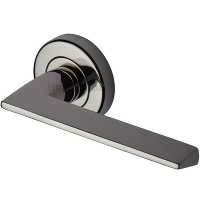 Heritage Brass Pyramid Door Handles On Round Rose, Polished Nickel - PYD3535-PNF (sold in pairs) POLISHED NICKEL