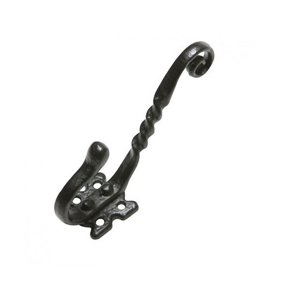 Kirkpatrick Black Antique Malleable Iron Twisted Hat and Coat Hook - AB1130 BLACK ANTIQUE FINISH